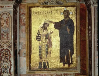 Cristo coronando al rey Roger II de Sicilia (1093-1154) (mosaico)